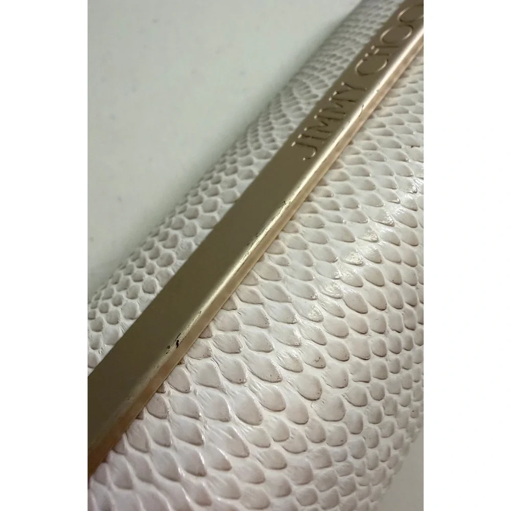 Jimmy Choo Cream Snakeskin Embossed Hard Eyewear Sunglasses‎ Case Gold Logo